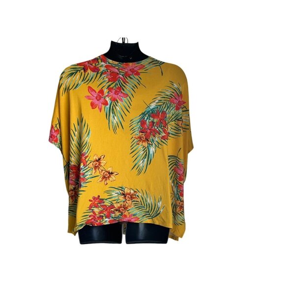 Yellow Floral Hawaiian Kimono Cardigan Shawl 2X COLORFUL YELLOW & GREEN TROPICAL - Picture 6 of 10